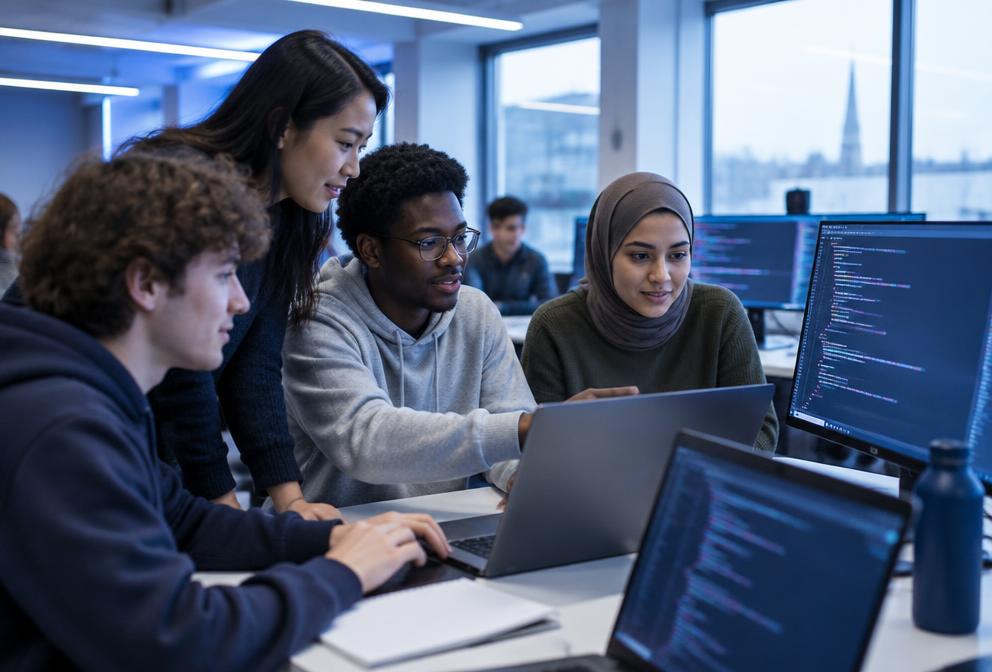 Computer Science students in practical university training