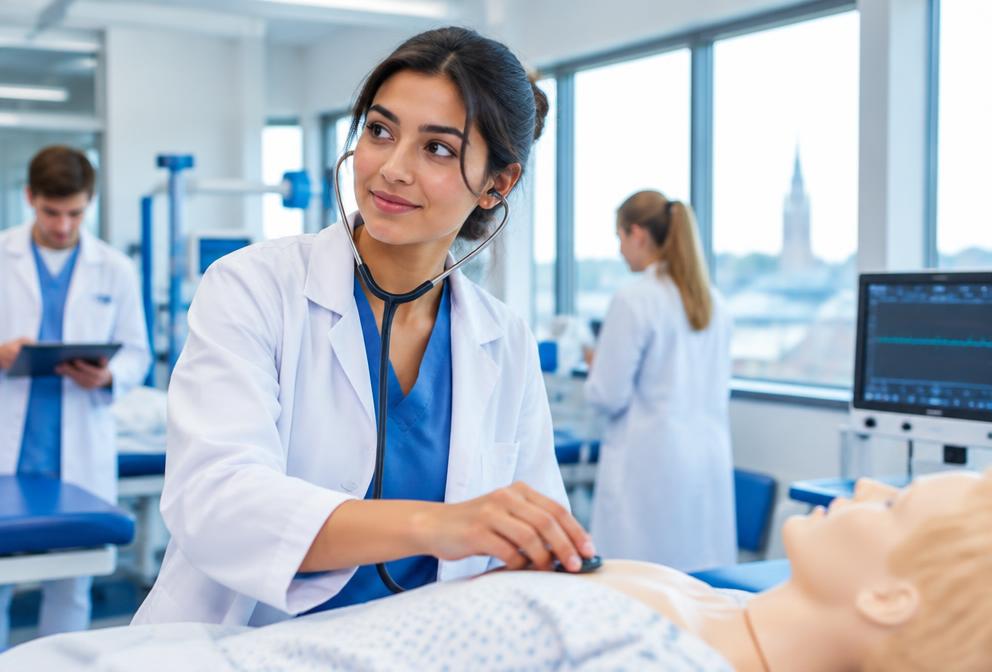 Medicine students in practical university training